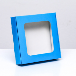 Коробка самосборная с окном синяя  13 х 3 см UPAK LAND 05247994