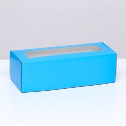Коробка складная с окном под рулет  голубая 26 х 10 8 см UPAK LAND 05248037