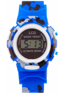 Часы наручные электронные  детские d 4 см ремешок l 22 синий камуфляж No brand 05594839
