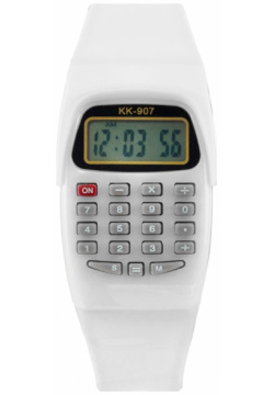 Часы наручные электронные детские  с калькулятором ремешок силикон l 21 см белые No brand 05592159