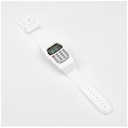 Часы наручные электронные детские  с калькулятором ремешок силикон l 21 см белые No brand 05592159