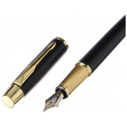 Ручка подарочная перьевая в кожзам футляре  корпус матовый черный золото Calligrata 05564903