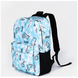 Рюкзак молодежный из текстиля на молнии  3 кармана цвет голубой No brand 05594079