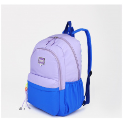 Рюкзак школьный на молнии  4 наружных кармана цвет сиреневый/синий No brand 05592598