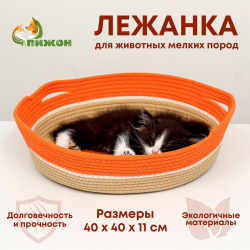 Экологичный лежак для животных (хлобчатобумажный) 40 х 11 см  вес до 15 кг оранжевый Пижон 05588193