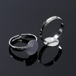Основа для кольца регулируемая с платформой (набор 5 шт )  10 мм цвет серебро Queen fair 05563075