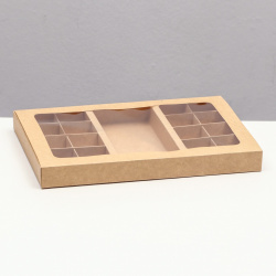 Коробка по 8 + конфет шоколад  с окном крафт 30 х 19 5 3 см UPAK LAND 05820438