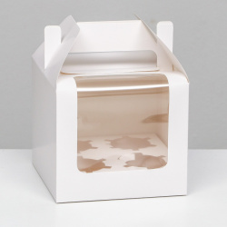 Кондитерская складная коробка для 4 капкейков  белая 16 х 14 см UPAK LAND 05820433
