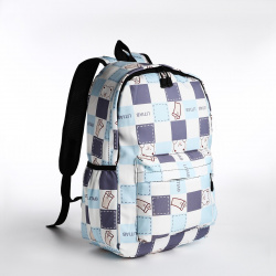 Рюкзак молодежный из текстиля  3 кармана цвет молочный/голубой No brand 06170903