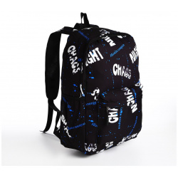 Рюкзак молодежный из текстиля на молнии  3 кармана цвет черный/синий No brand 06170925