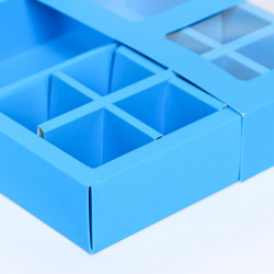 Коробка под 8 конфет + шоколад  с окном голубая 17 7 х 3 см UPAK LAND 06260368