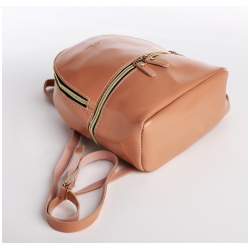 Рюкзак мини из искусственной кожи на молнии  цвет пудровый No brand 06302065
