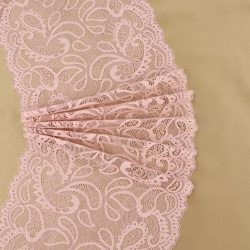 Кружевная эластичная ткань  235 мм × 2 7 ± 0 5 м цвет розово бежевый Арт Узор 06490583