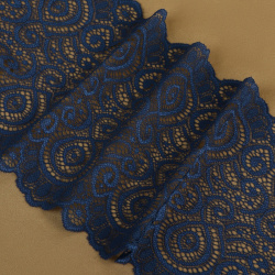 Кружевная эластичная ткань  180 мм × 2 7 ± 0 5 м цвет синий Арт Узор 06490586