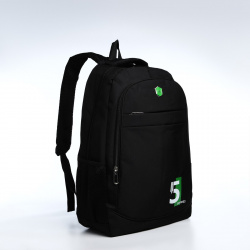 Рюкзак молодежный из текстиля на молнии  4 кармана цвет черный/зеленый No brand 06491582