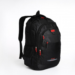 Рюкзак мужской на молнии  4 наружных кармана цвет черный/красный No brand 06528478
