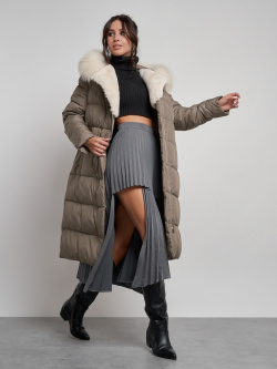 Пальто Visdeer 06518777 утепленное с капюшоном и мехом зимнее женское, размер: 44 RU