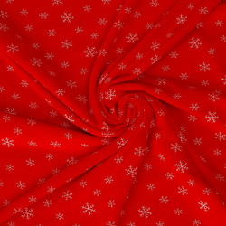 Лоскут велюр на красном фоне  белые снежинки 100 × 180 см Страна Карнавалия 06860256