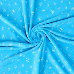 Лоскут велюр на голубом фоне  белые снежинки 100 × 180 см Страна Карнавалия 06860268