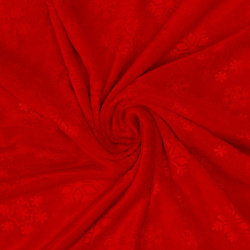 Лоскут  плюш на трикотажной основе красный со снежинками 100 × 150 см 100% п/э Страна Карнавалия 06860263