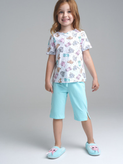 Комплект трикотажный фуфайка футболка бриджи пижама пояс брюки PLAYTODAY 07133388 