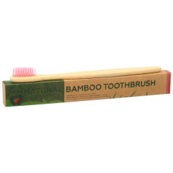 Зубная щетка бамбуковая мягкая  в коробке розовая No brand 07152541