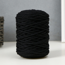 Шнур для вязания 80% хлопок  20% полиэстер крученый 3 мм 185г/45м 11 черный Softino 07320161