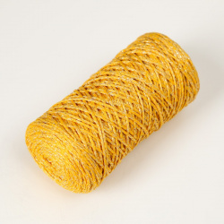 Шнур для вязания 100% полиэфир с люрексом 1 мм цилиндр 75±10гр  200м 08 желтый+золото Softino 07320151