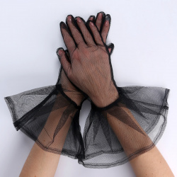 Карнавальный аксессуар  перчатки прозрачные с длинной юбочкой цвет черный Страна Карнавалия 07372185