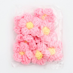 Цветок вязаный  набор 10 шт размер 1 4 × 5 см цвет нежно розовый No brand 07435547