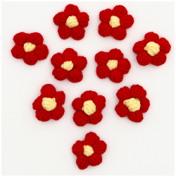 Цветок вязаный  набор 10 шт размер 1 4 × 5 см цвет красный No brand 07435546