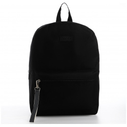 Рюкзак школьный текстильный со светоотражающей стропой  38х29х11 см черный NAZAMOK 07541005