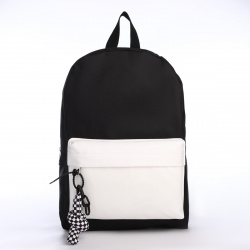 Рюкзак школьный текстильный с карманом кожзам  38х29х11 см цвет черный NAZAMOK 07704017
