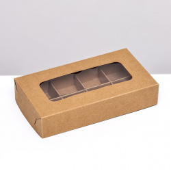 Коробка складная под 8 конфет  крафт 9 х 17 7 3 5 см UPAK LAND 07606495
