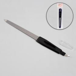 Пилка триммер металлическая для ногтей  17 см с защитным колпачком в чехле цвет черный Queen fair 01224671