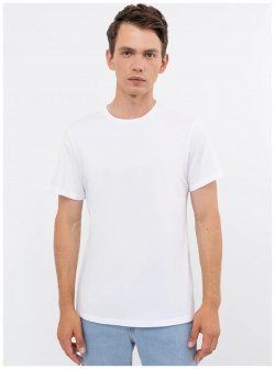 Прямая однотонная футболка белого цвета из хлопка Mark Formelle 07634145 