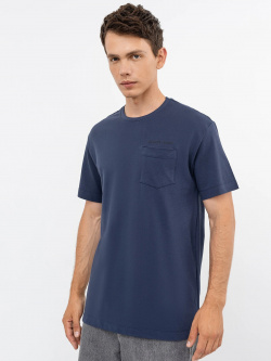 Прямая футболка темно синего цвета с накладным карманом Mark Formelle 07634149 