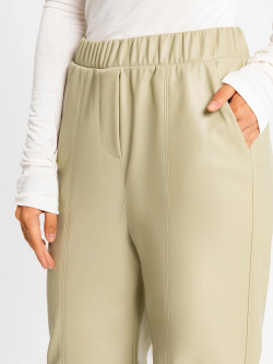 Свободные прямые брюки из экокожи в пыльно зеленом оттенке Mark Formelle 07623947