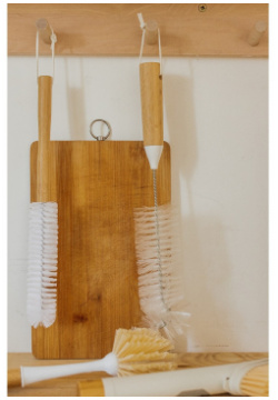 Ёрш для посуды доляна meli  34×6 см бамбуковая ручка замшевая петелька 0954587