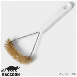 Щетка для чистки посуды и решеток гриль raccoon  металлической щетина 23 5×11 см цвет белый 06415289