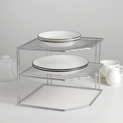 Подставка для посуды  2 яруса 25×25×20 см цвет хром No brand 01264531