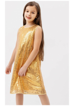 Нарядное платье без рукавов в золотистые пайетки для девочек Mark Formelle 07626556 