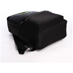 Рюкзак молодежный из текстиля на молнии  водонепроницаемый 2 кармана цвет черный/зеленый No brand 08227394