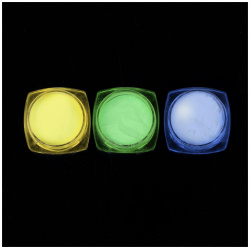 Втирка для ногтей флуоресцентная  набор 3 баночки с аппликаторами цвет голубой/желтый/зеленый Queen fair 03389024