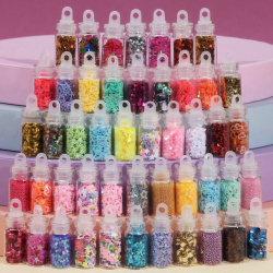 Ассорти для декора  в пластиковом органайзере набор 48 бутылочек разноцветные Queen fair 03389026