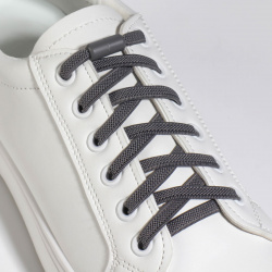 Шнурки для обуви  пара плоские с фиксатором эластичные 6 мм 100 см цвет серый ONLITOP 02233171
