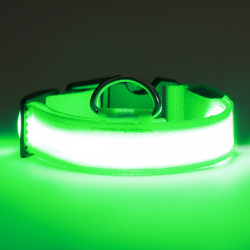 Ошейник с подсветкой размер l  ош 45 52 х 2 5 см 3 режима свечения зеленый Пижон 0623735