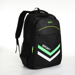 Рюкзак молодежный на молнии  4 кармана цвет черный/зеленый No brand 09109607 Р