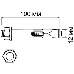 Анкерный болт лом  оцинкованный 12х100 мм 50 шт LOM 09197993