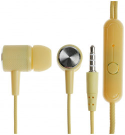 Наушники cb 51  проводные вакуумные микрофон 1 м jack 3 5 мм желтые No brand 09440411